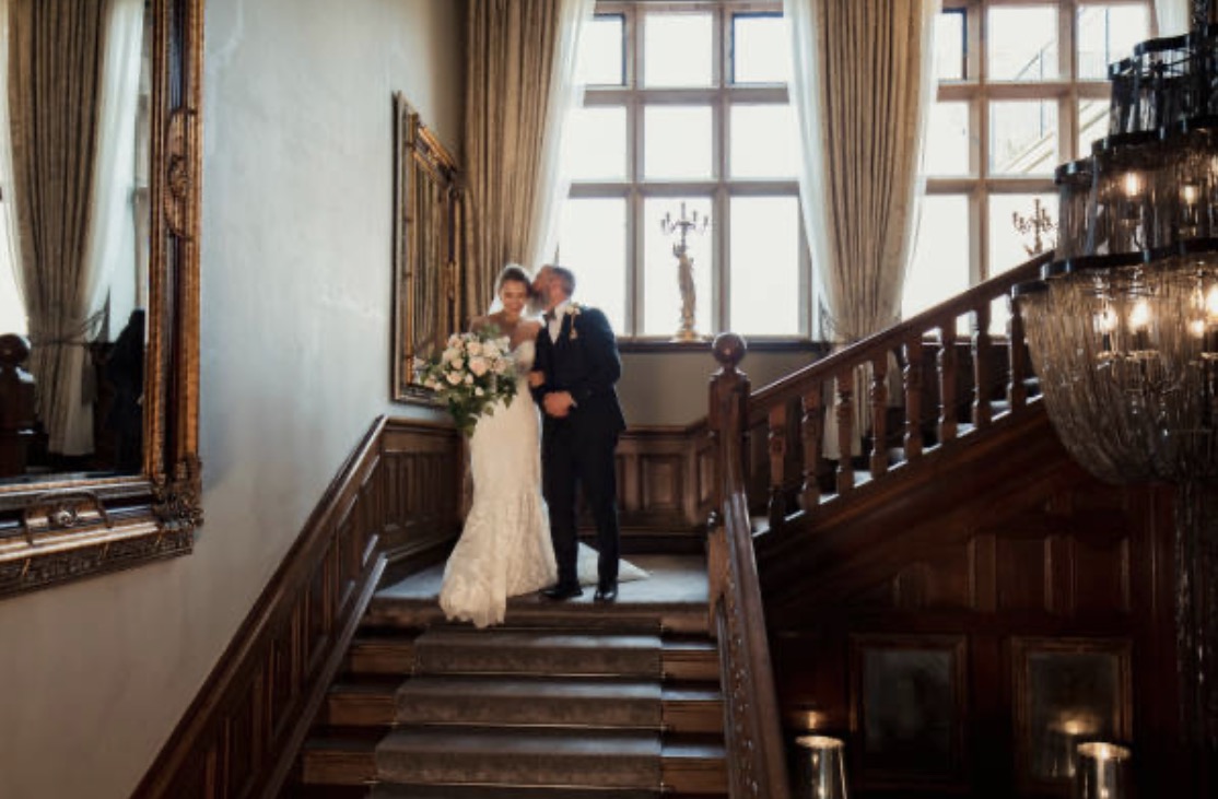 Bride& Groom Castle Staircase